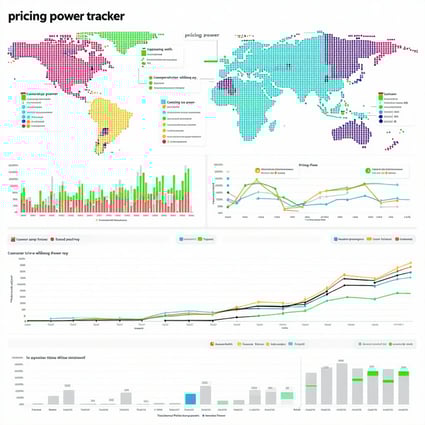 The image showcases a dynamic and visually engaging dashboard titled Pricing Power Tracker-1