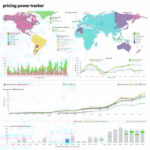 The image showcases a dynamic and visually engaging dashboard titled Pricing Power Tracker-1
